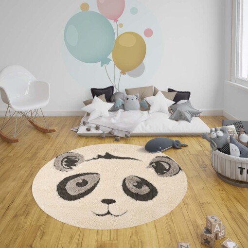 Kinderkamer vloerkleed Panda Pierre - crème/zwart - sfeer