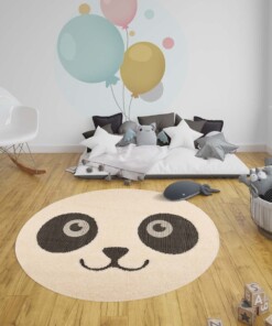 Kinderkamer vloerkleed Panda Pete - crème/zwart - sfeer, thumbnail