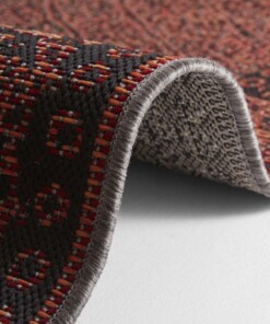 Binnen & buiten vloerkleed Mardin - rood/zwart - close up, thumbnail