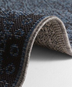 Binnen & buiten vloerkleed Mardin - blauw/zwart - close up, thumbnail