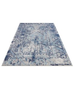 Vintage vloerkleed Chelozai - blauw - overzicht schuin, thumbnail