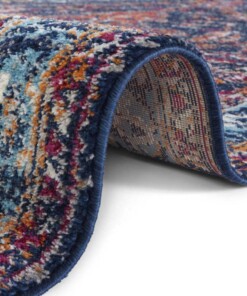 Vintage vloerkleed Azrow - denim blauw - close up, thumbnail