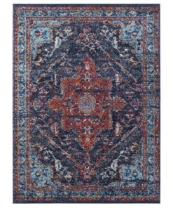 Vintage vloerkleed Azrow - denim blauw - overzicht boven, thumbnail