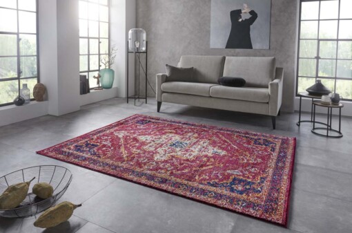 Vintage vloerkleed Azrow - framboosrood - sfeer
