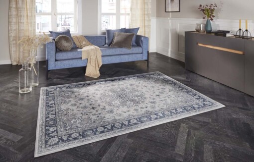 Oosters vloerkleed Nain Elle Decoration - grijs/saffierblauw - sfeer