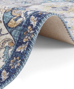 Oosters vloerkleed Kashmir Ghom Elle Decoration - denim blauw - close up, thumbnail