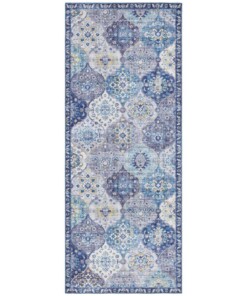 Oosters vloerkleed Kashmir Ghom Elle Decoration - denim blauw - overzicht boven, thumbnail