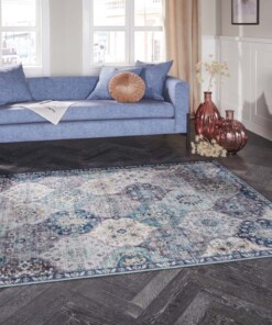 Oosters vloerkleed Kashmir Ghom Elle Decoration - denim blauw - sfeer