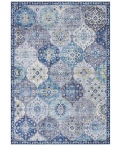 Oosters vloerkleed Kashmir Ghom Elle Decoration - denim blauw - overzicht boven, thumbnail