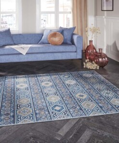 Kelim vloerkleed Anatolian Elle Decoration - saffierblauw - sfeer