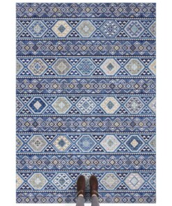 Kelim vloerkleed Anatolian Elle Decoration - saffierblauw - overzicht sfeer