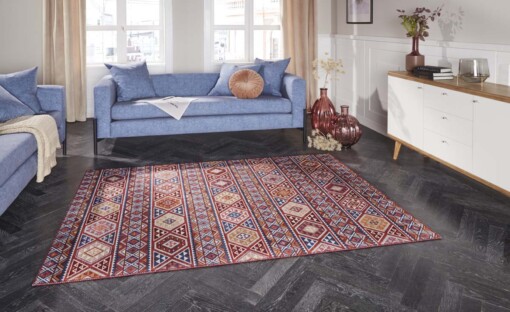 Kelim vloerkleed Anatolian Elle Decoration - wijnrood - sfeer