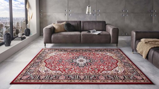 Klassiek vloerkleed Medaillion - rood/zwart - sfeer