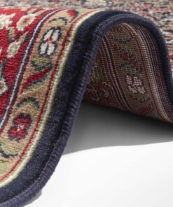 Klassiek vloerkleed Medaillion - blauw/rood - close up, thumbnail