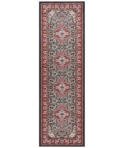 Klassiek vloerkleed Medaillion - blauw/rood - overzicht boven, thumbnail