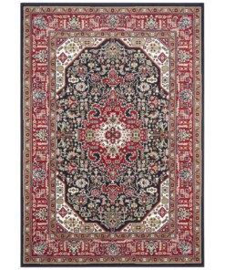 Klassiek vloerkleed Medaillion - blauw/rood - overzicht boven, thumbnail