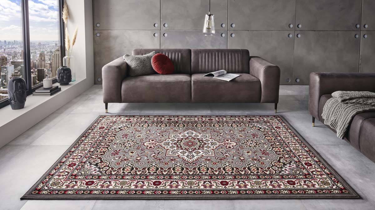 Net zo Dom Achternaam Perzisch tapijt Parun Täbriz - grijs/rood | Tapeso