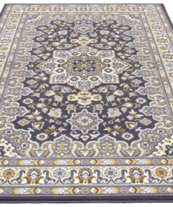 Perzisch tapijt Parun Täbriz - donkergrijs/geel - overzicht schuin, thumbnail