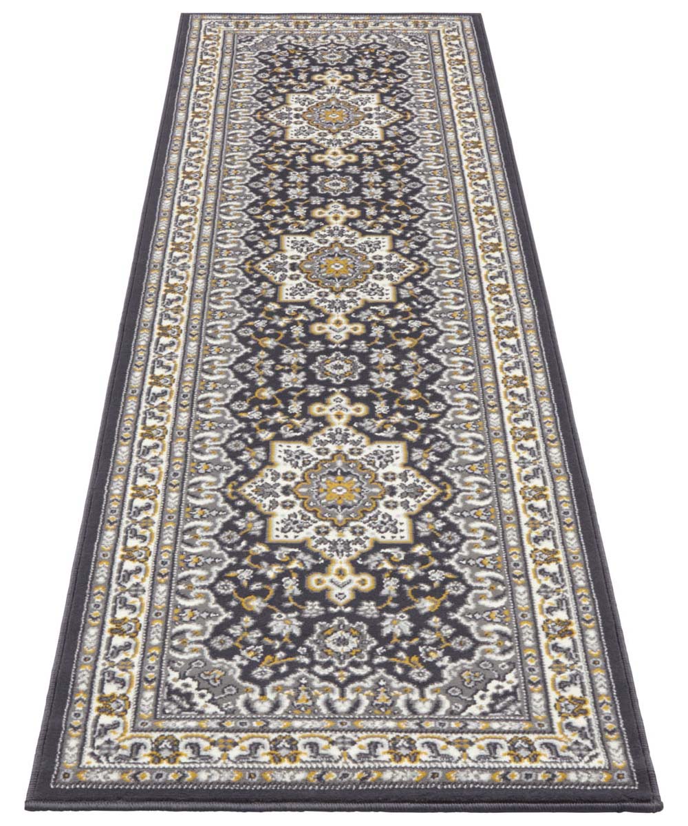baseren Plasticiteit silhouet Perzisch tapijt Parun Täbriz - donkergrijs/geel | Tapeso