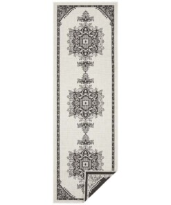 Loper binnen & buiten Cosmea - zwart/crème - overzicht boven, thumbnail Loper binnen & buiten Cosmea - zwart/crème - overzicht boven, thumbnail