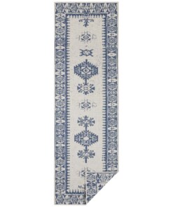 Loper binnen & buiten Duque - blauw/crème - overzicht boven, thumbnail Loper binnen & buiten Duque - blauw/crème - overzicht boven, thumbnail