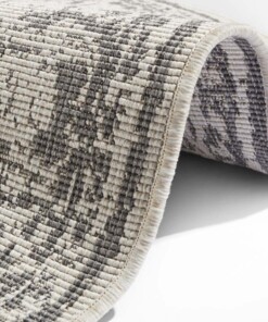 Rond binnen & buiten vloerkleed borbon - grijs/crème - close up, thumbnail