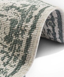 Rond binnen & buiten vloerkleed borbon - groen/crème - close up, thumbnail