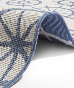 Binnen & buiten vloerkleed Basey - blauw/crème - close up, thumbnail