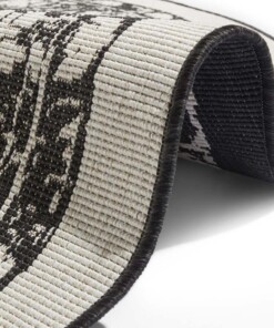 Rond binnen & buiten vloerkleed Jole - zwart/crème - close up, thumbnail