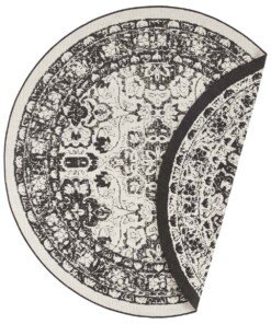 Rond binnen & buiten vloerkleed Jole - zwart/crème - overzicht boven, thumbnail