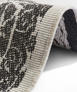 Rond binnen & buiten vloerkleed Rosica - zwart/crème - close up, thumbnail Rond binnen & buiten vloerkleed Rosica - zwart/crème - close up, thumbnail