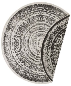 Rond binnen & buiten vloerkleed Rosica - zwart/crème - overzicht boven, thumbnail Rond binnen & buiten vloerkleed Rosica - zwart/crème - overzicht boven, thumbnail