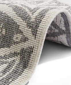 Rond binnen & buiten vloerkleed Lilja - grijs/crème - close up, thumbnail Rond binnen & buiten vloerkleed Lilja - grijs/crème - close up, thumbnail