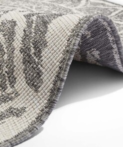 Rond binnen & buiten vloerkleed Siruma - grijs/crème - close up, thumbnail