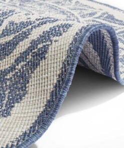 Rond binnen & buiten vloerkleed Siruma - blauw/crème - close up, thumbnail Rond binnen & buiten vloerkleed Siruma - blauw/crème - close up, thumbnail