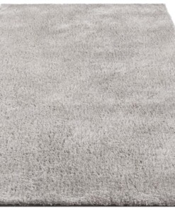 Handgetuft hoogpolig vloerkleed Supersoft - lichtgrijs - overzicht schuin, thumbnail