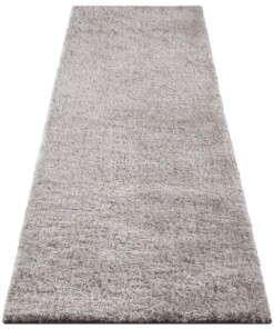 Handgetuft hoogpolig vloerkleed Supersoft - lichtgrijs - overzicht schuin, thumbnail