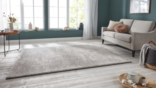 Handgetuft hoogpolig vloerkleed Supersoft - lichtgrijs - sfeer