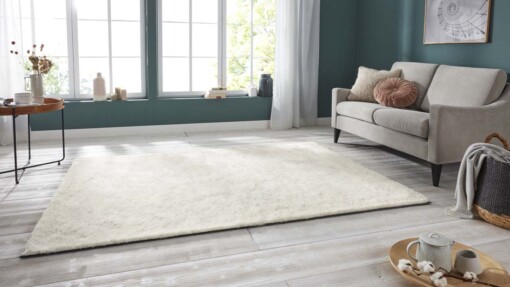 Handgetuft hoogpolig vloerkleed Supersoft - crème - sfeer