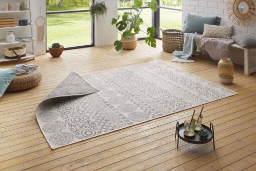 Binnen & buiten Ornament vloerkleed - zilver - sfeer