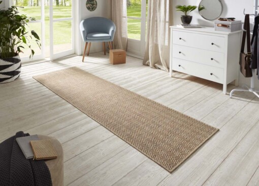 Loper binnen & buiten sisal-look Nature  - beige/terra - sfeer