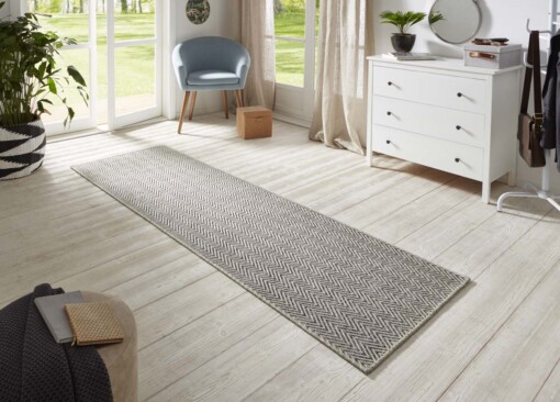 Loper binnen & buiten sisal-look Nature  - grijs/antraciet - sfeer