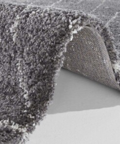 Hoogpolig vloerkleed Archer - donkergrijs/crème - close up, thumbnail