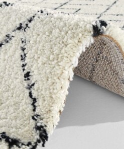 Hoogpolig vloerkleed Archer - crème/zwart - close up, thumbnail