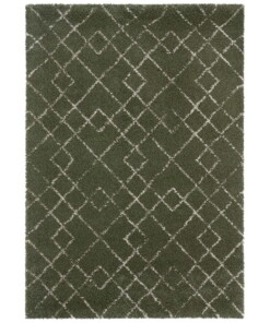 Hoogpolig vloerkleed Archer - olijfgroen/crème - overzicht boven, thumbnail