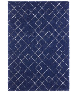 Hoogpolig vloerkleed Archer - blauw/crème - overzicht boven, thumbnail