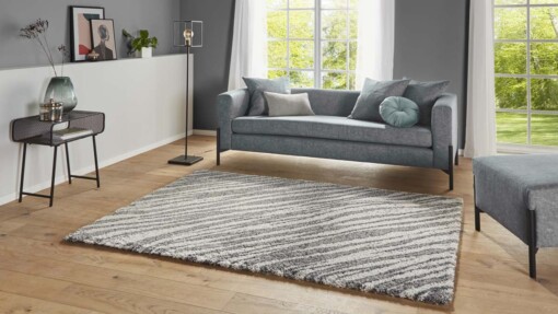 Hoogpolig vloerkleed Life - grijs/crème - sfeer