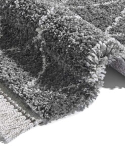 Hoogpolig vloerkleed Jade - donkergrijs/crème - close up, thumbnail