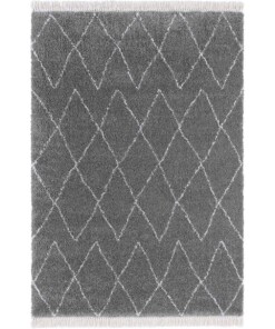 Hoogpolig vloerkleed Jade - donkergrijs/crème - overzicht boven, thumbnail