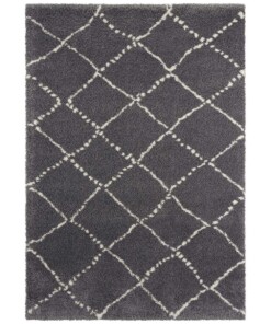 Hoogpolig vloerkleed geruit Allure - donkergrijs/crème - overzicht boven, thumbnail